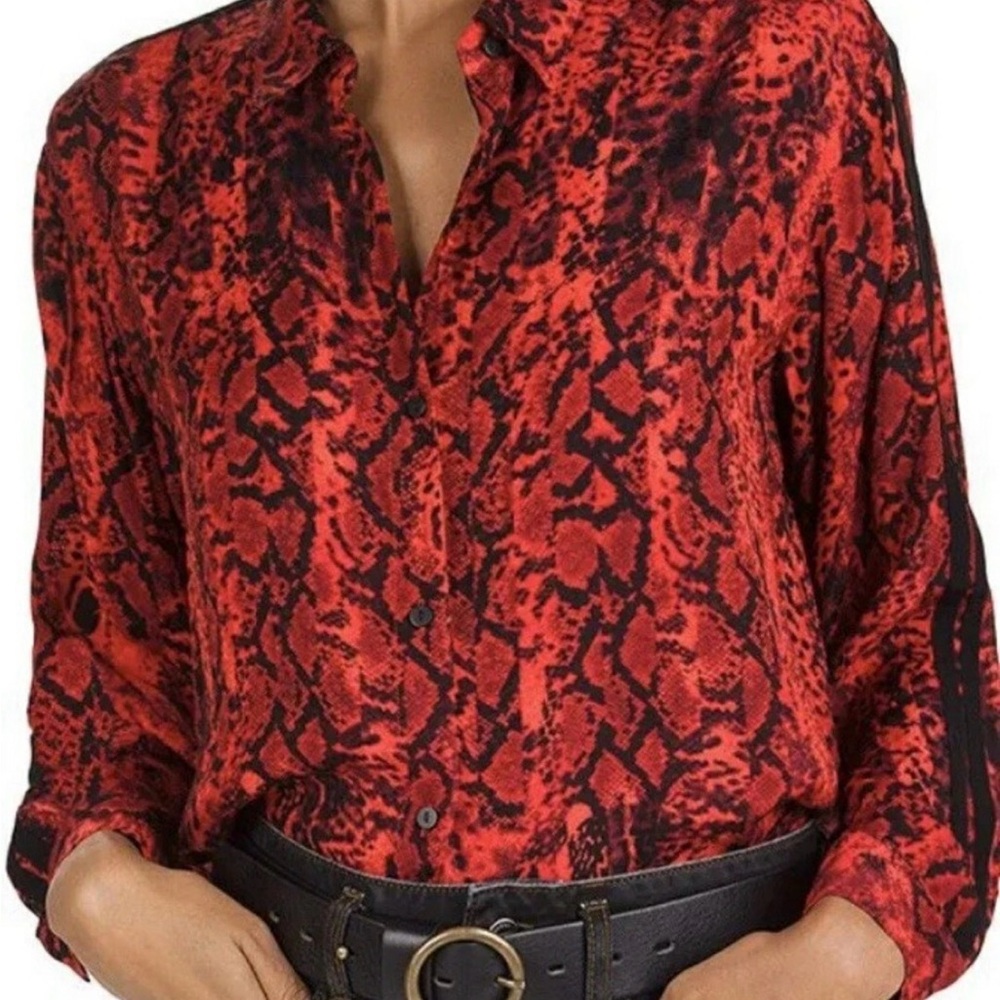 Ba&sh Red and Black Animal Print Blouse